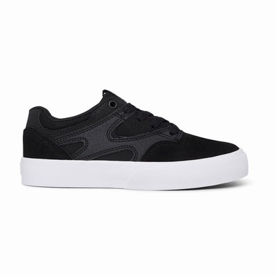 DC Kalis Vulc Kid's Black/White Skate Shoes Australia Sale ZXC-614